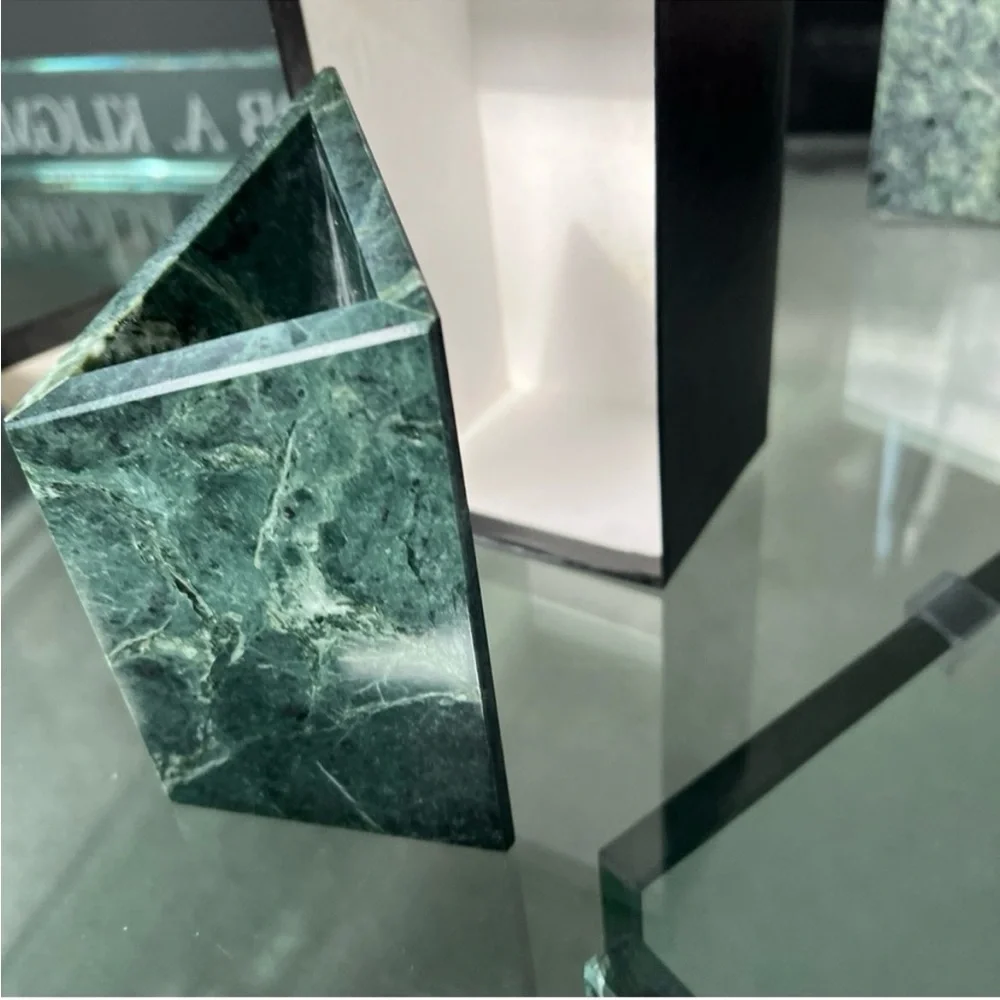 Brand new green marble pencil/pen holder. Comes with gift box